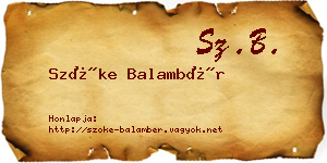 Szőke Balambér névjegykártya