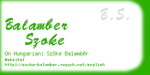 balamber szoke business card