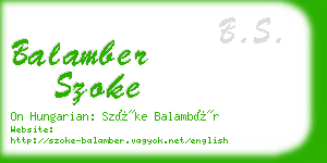 balamber szoke business card